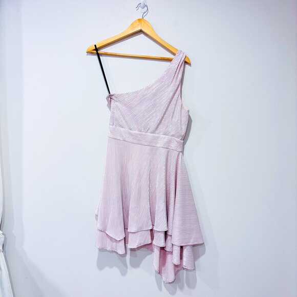 Michael Costello Howell Pink One-Shoulder Ruffle Sparkle Dress | Medium * - Picture 8 of 9